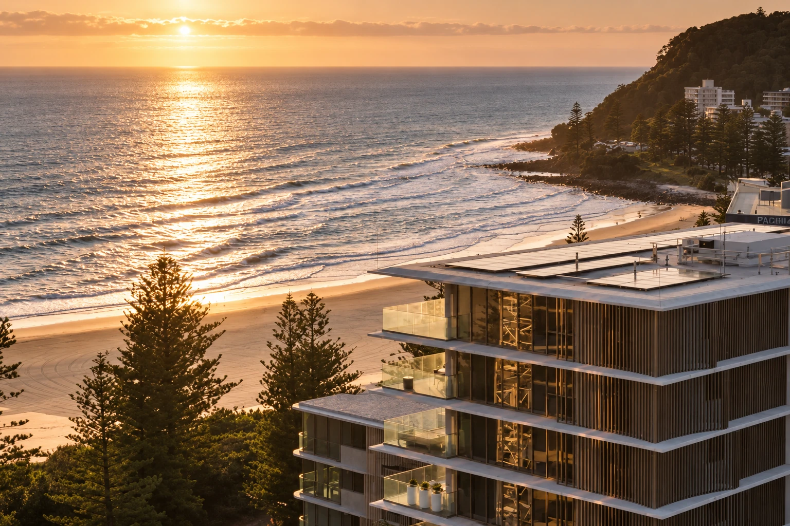 Knotwood supplier example: Aluminium battens on a coastal apartment building.